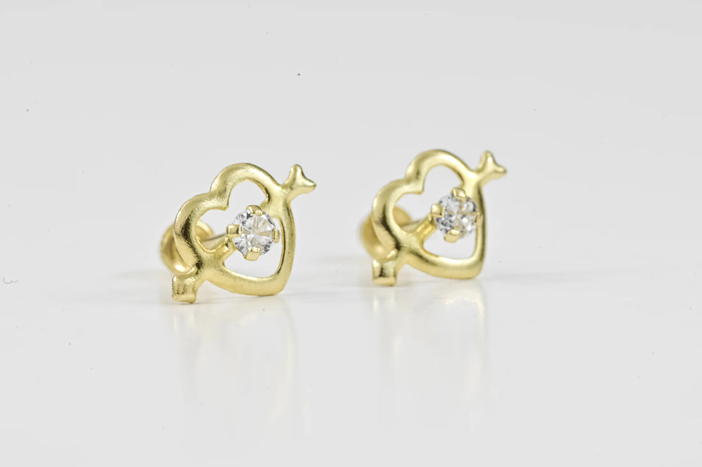 Kids Earrings Hearts with Zirconia stones