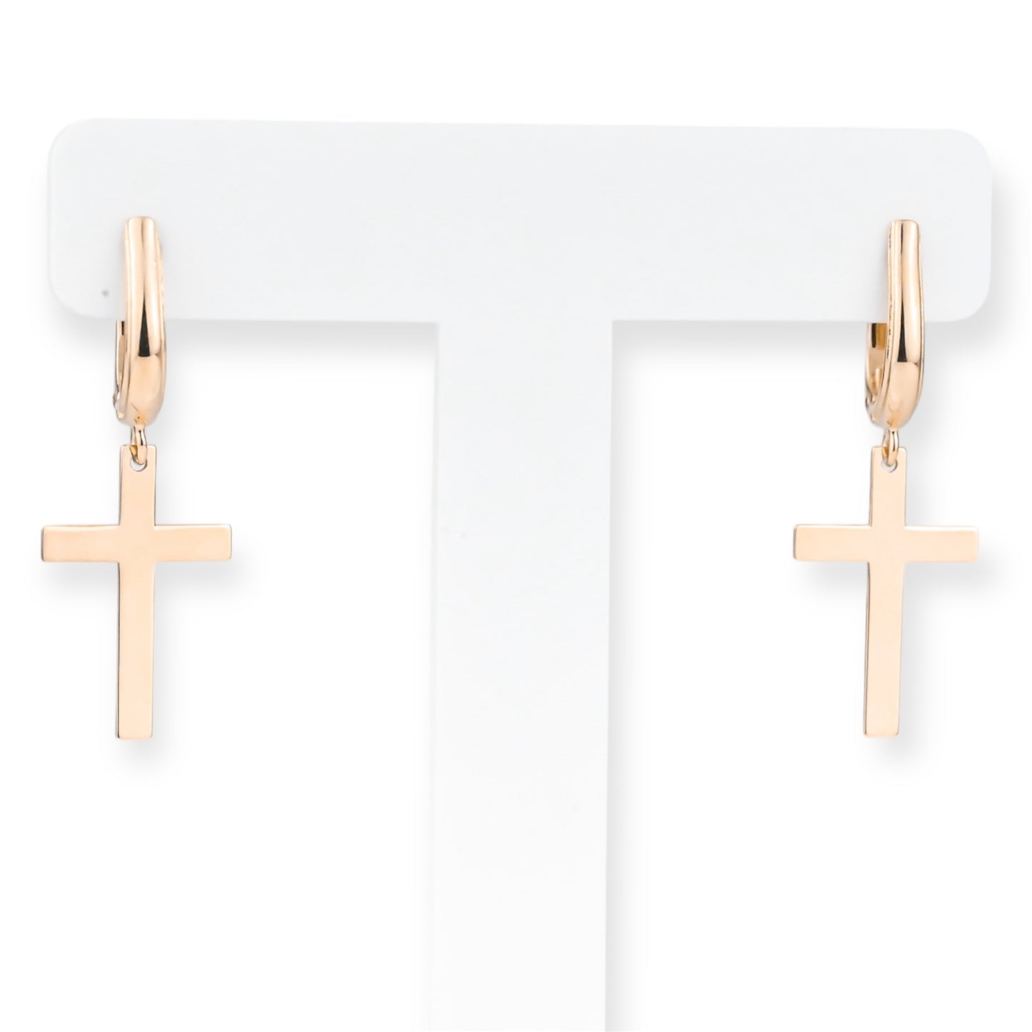 Dangle Earrings Cross Rose Gold