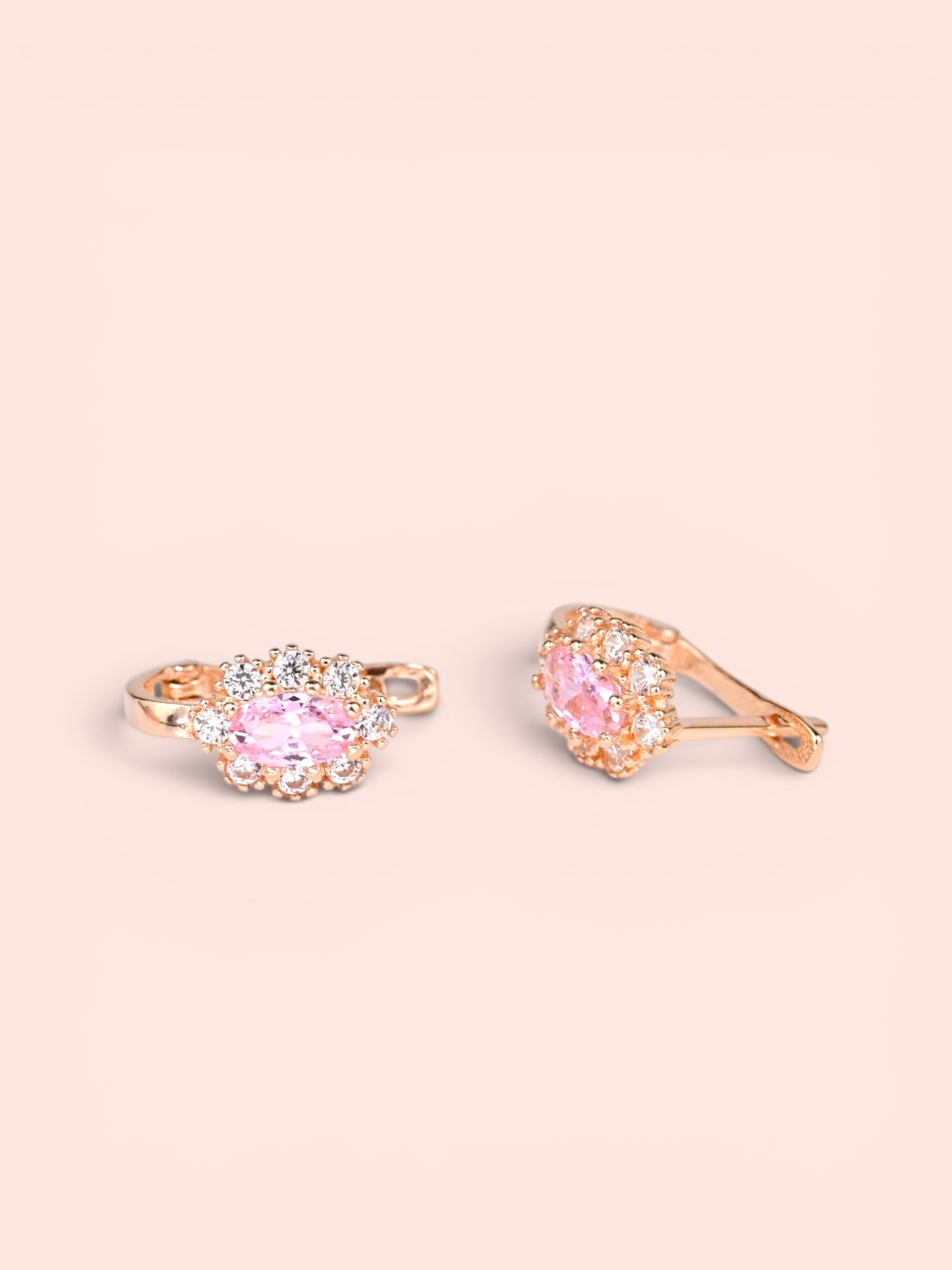 Kids Earrings Pink Zirconia stones