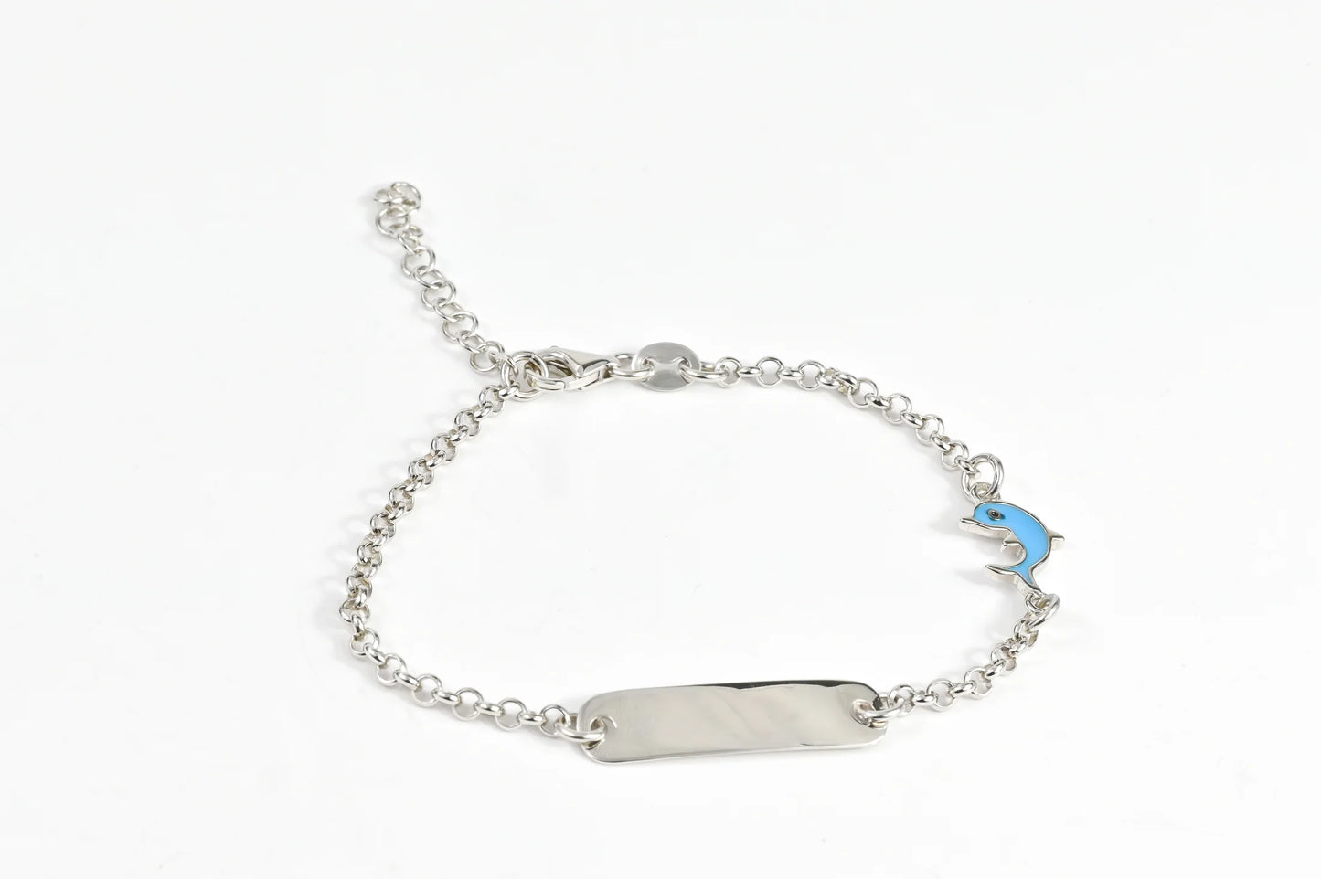 Silver Kids Bracelet Blue Dolphin