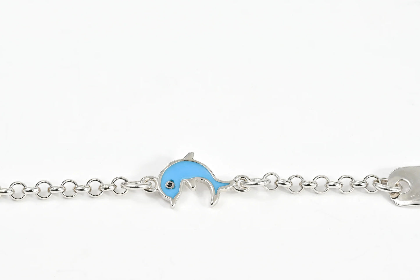 Silver Kids Bracelet Blue Dolphin