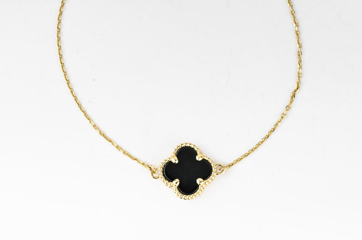 Bracelet Yellow Gold Onyx clover