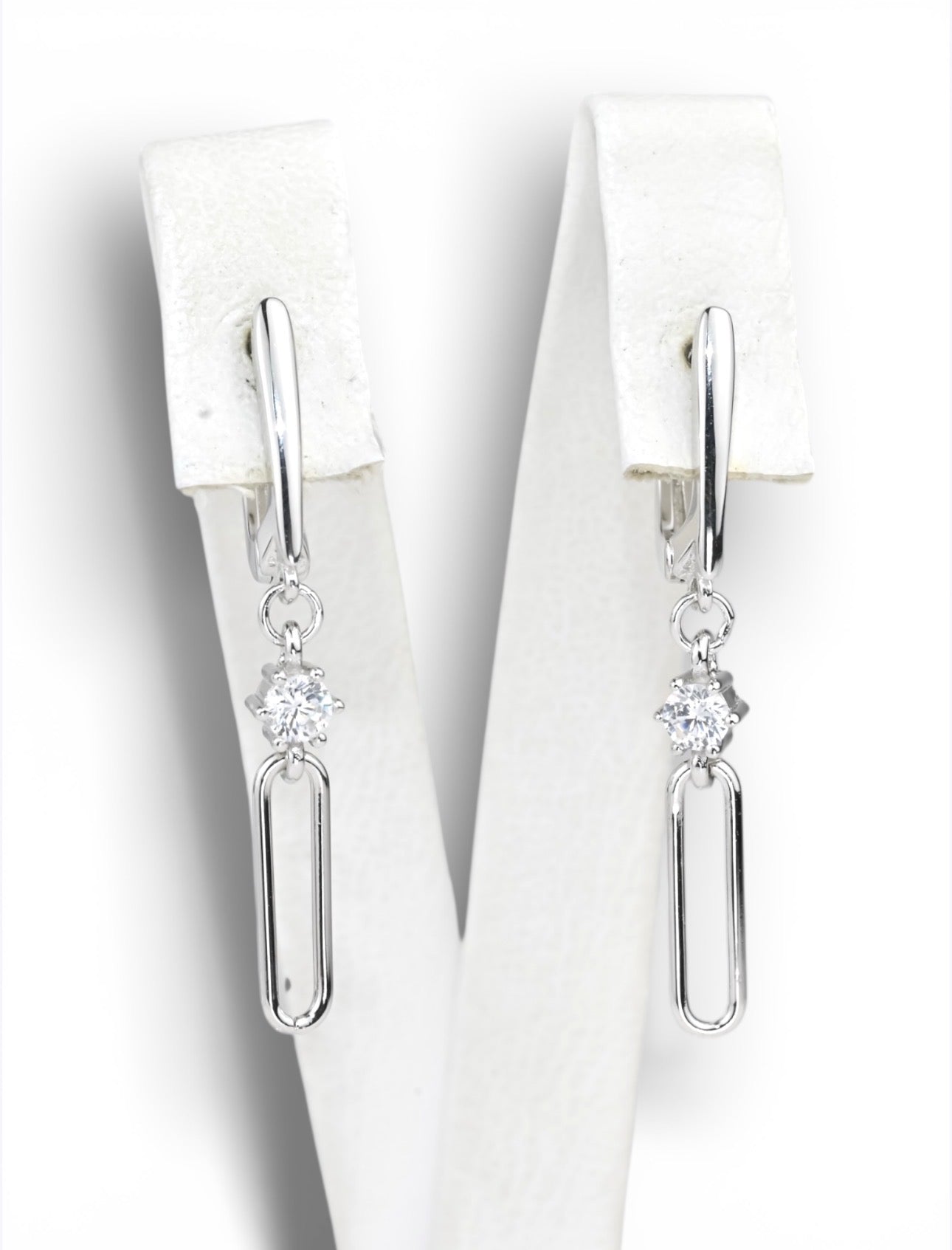 Dangle Silver Earrings with Zirconia stones