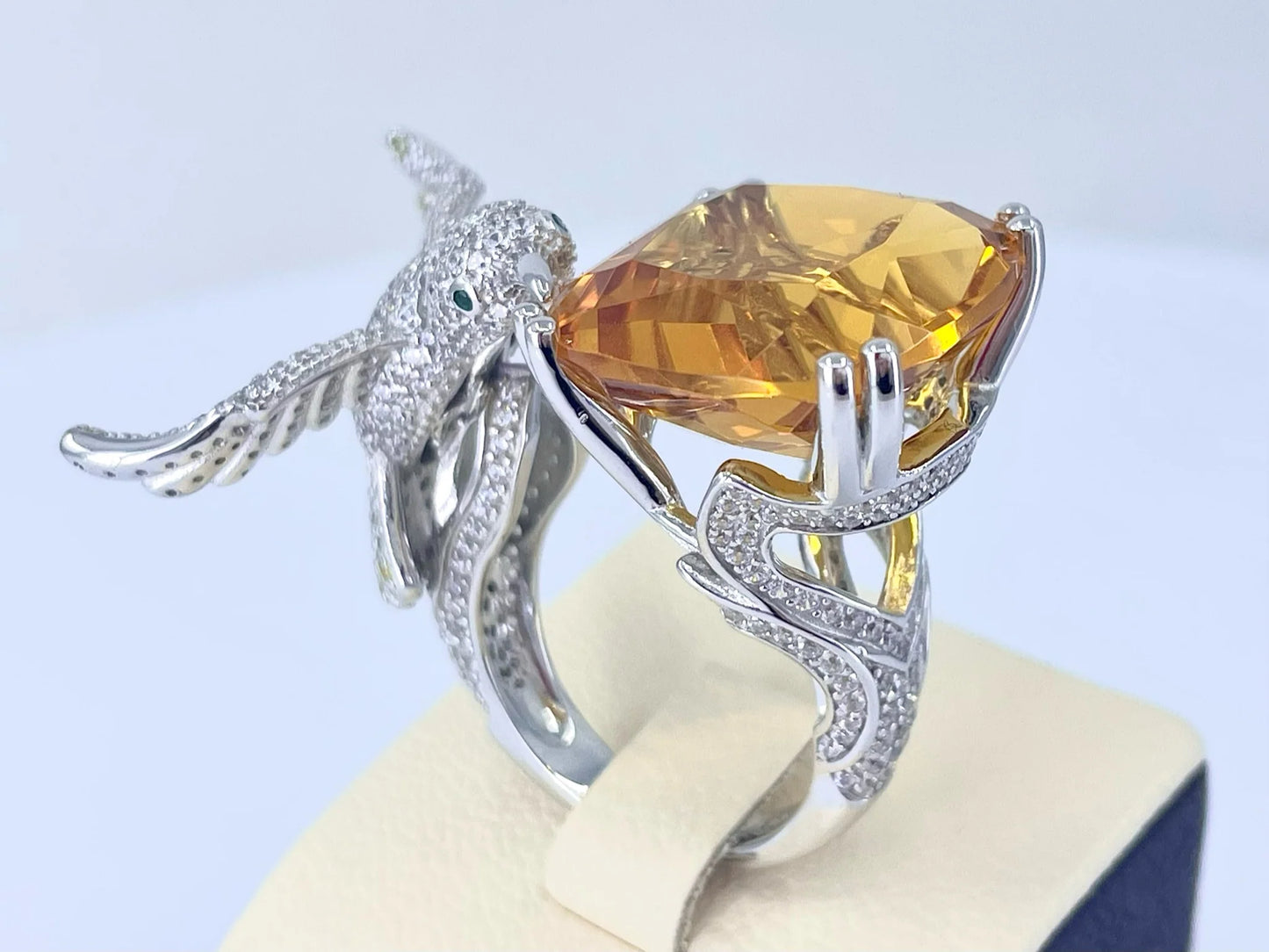 Silver Yellow/Blue Bird Ring