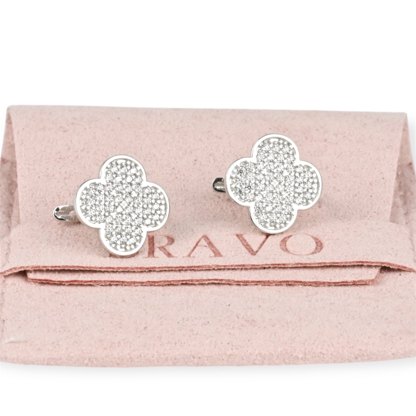 White Gold Earrings Clover