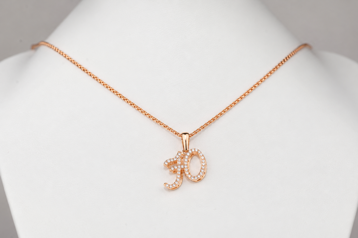 Rose Gold Letter Pendant with Zirconia stones