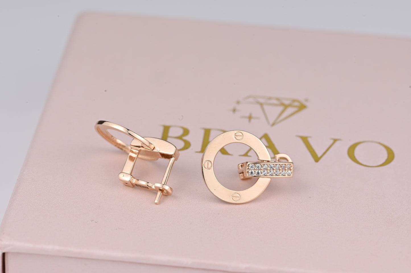 Earrings Circles with Zirconia stones