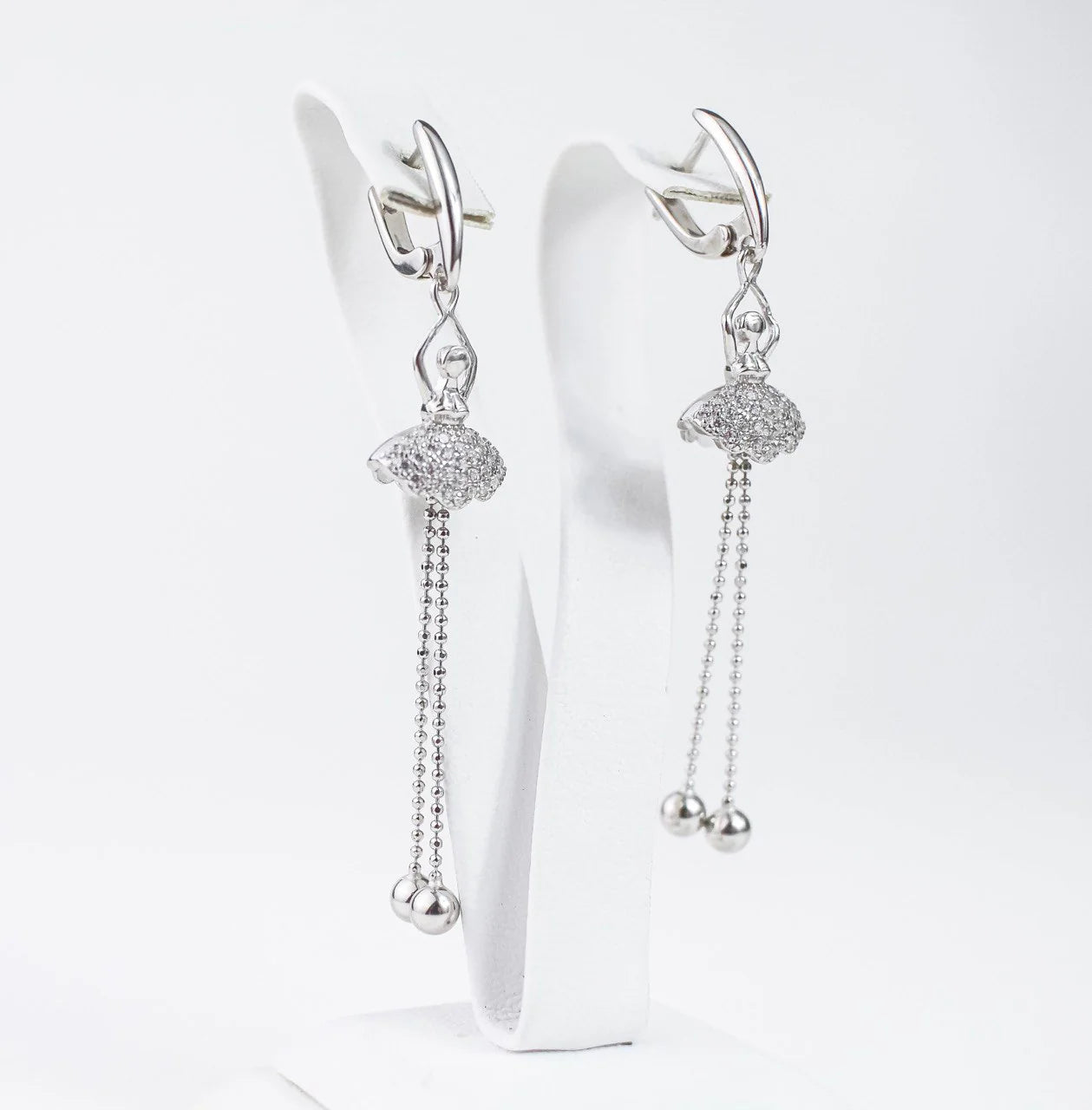 Silver Dangle Earrings Ballerina