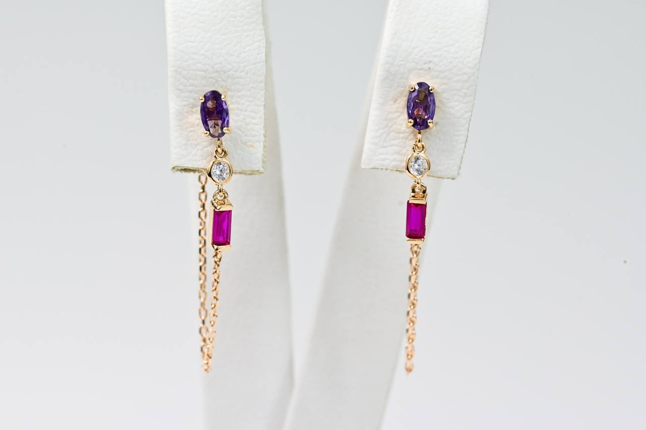 Stud lock Dangle Earrings