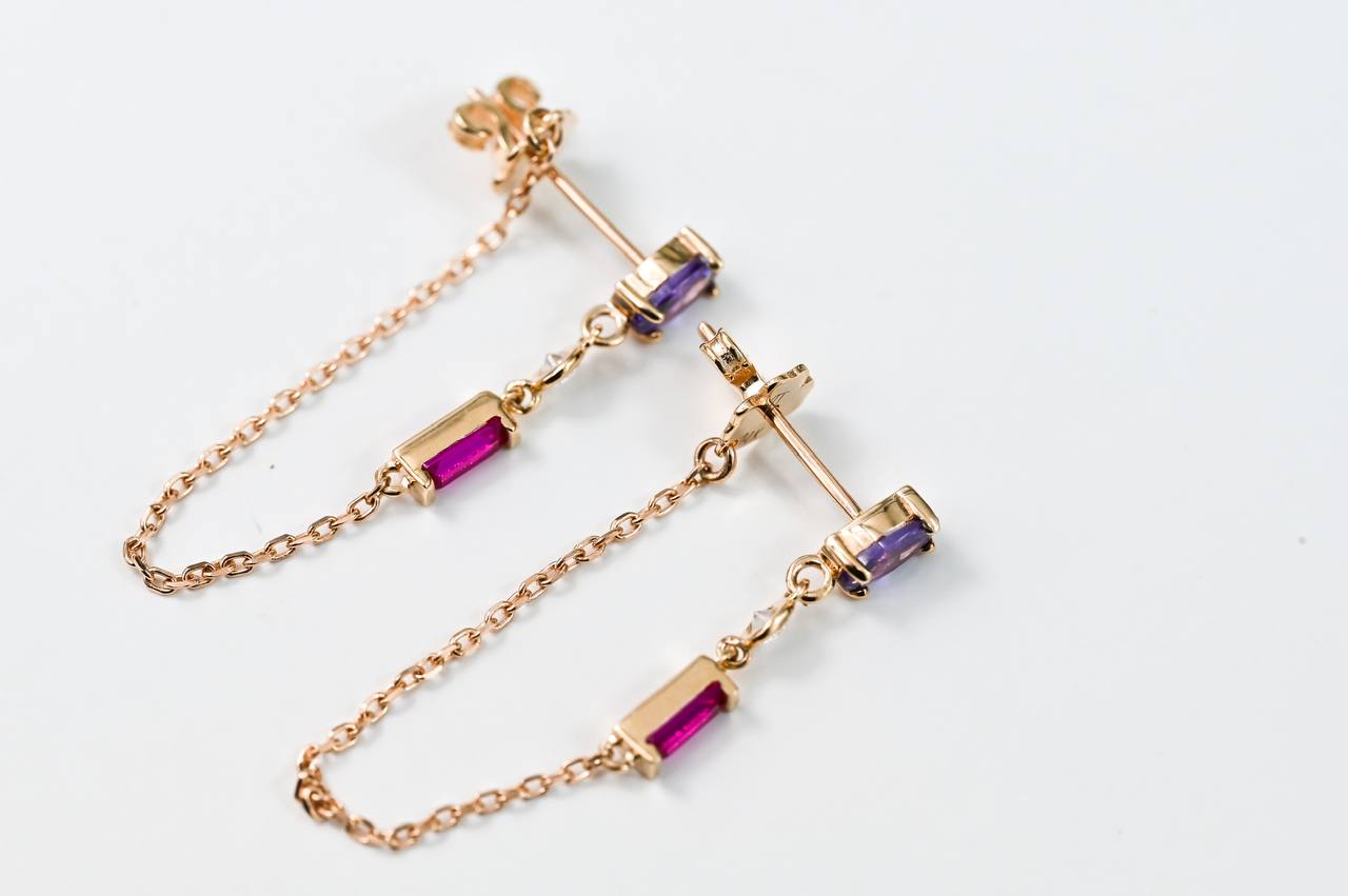 Stud lock Dangle Earrings