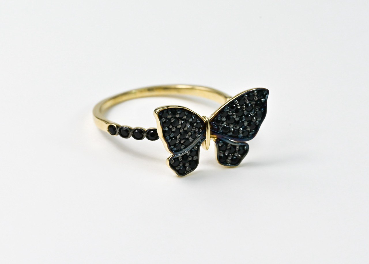 Ring Butterfly Black stones