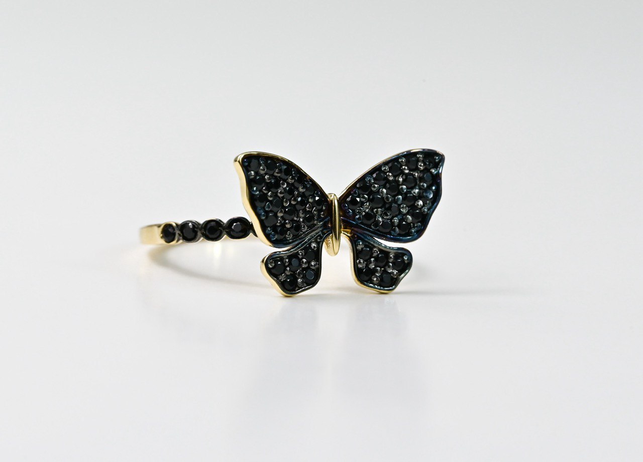Ring Butterfly Black stones