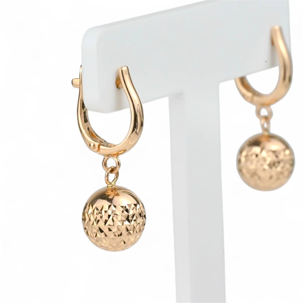 Dangle Earrings Ball Rose Gold 585