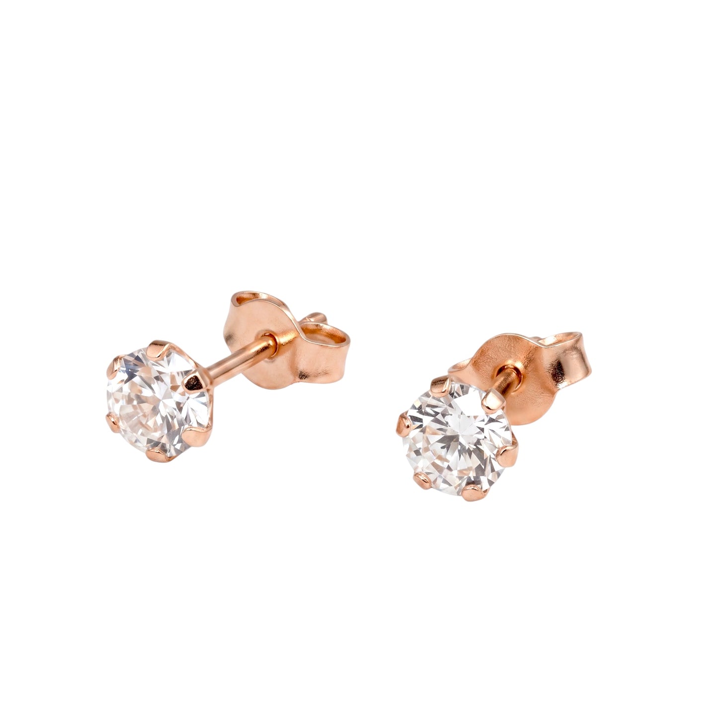 Rose Gold Stud Earrings with Zirconia stones