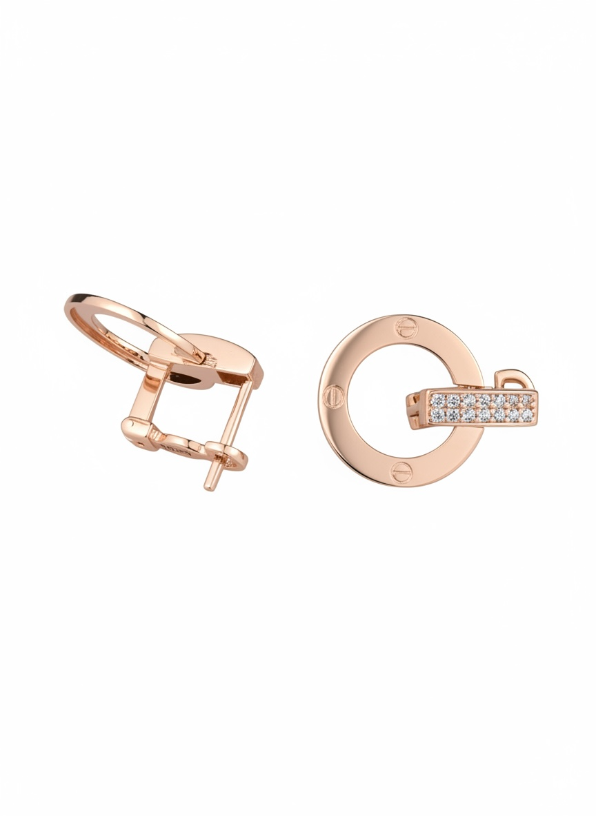 Earrings Circles Rose Gold 584(14K) with Zirconia stones