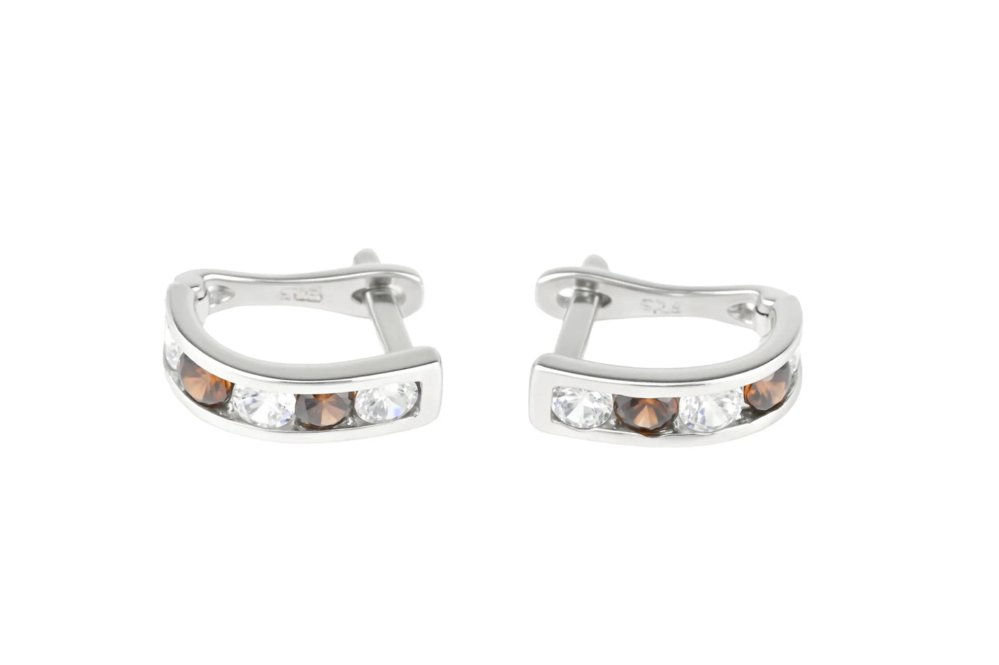 Brown Silver Kids Earrings