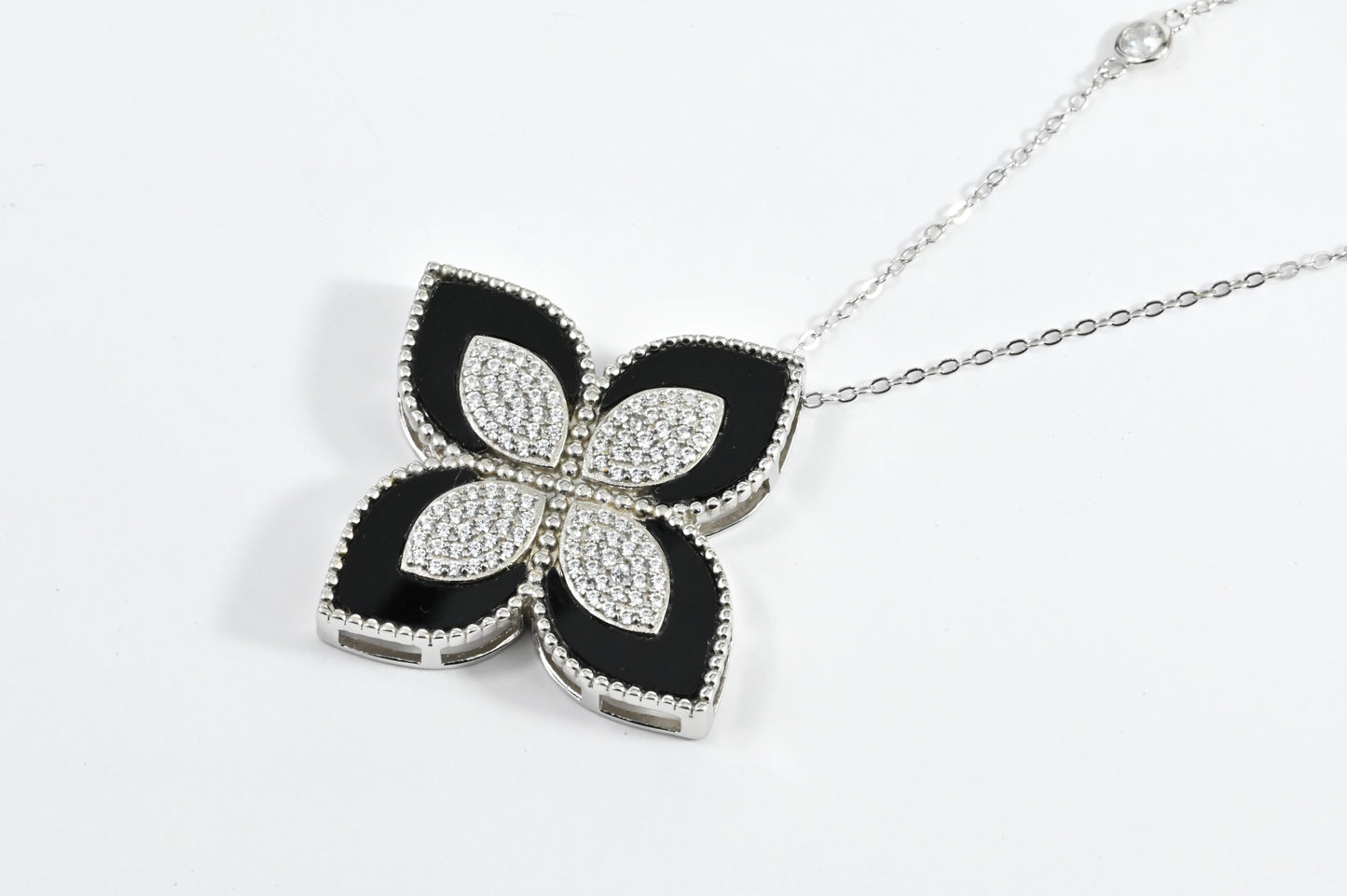 Silver Necklace Onyx