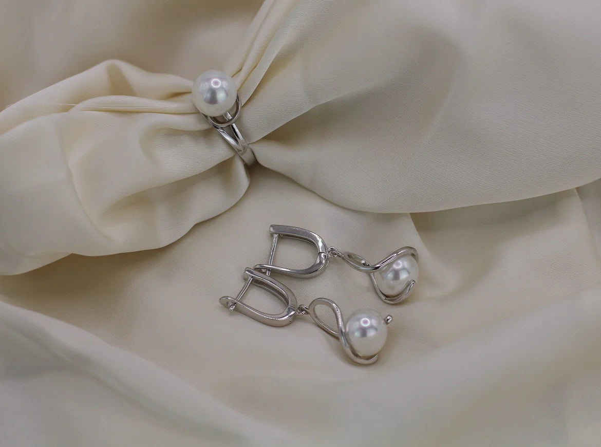 Silver Set White pearl