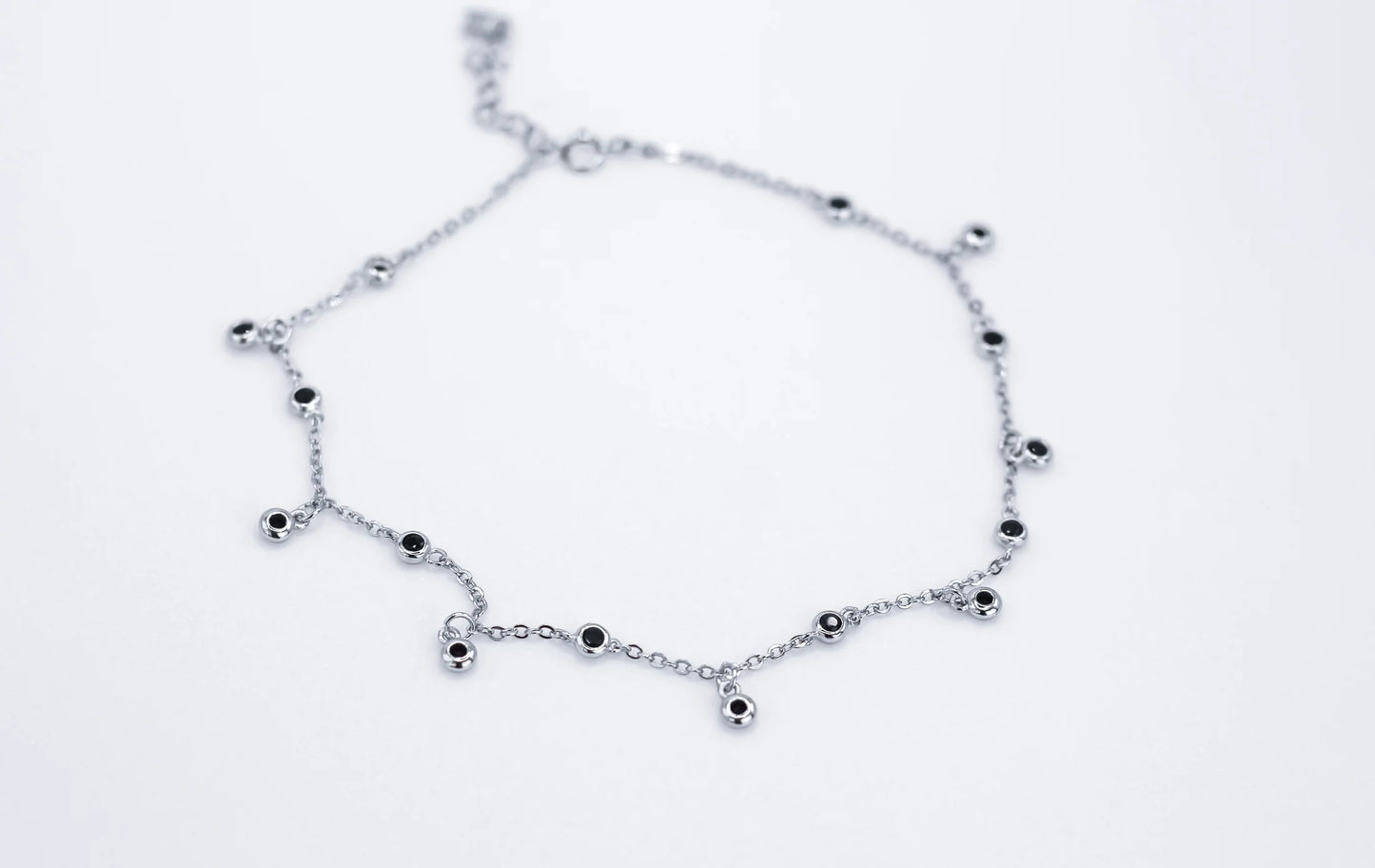 Silver Anklet with black stones