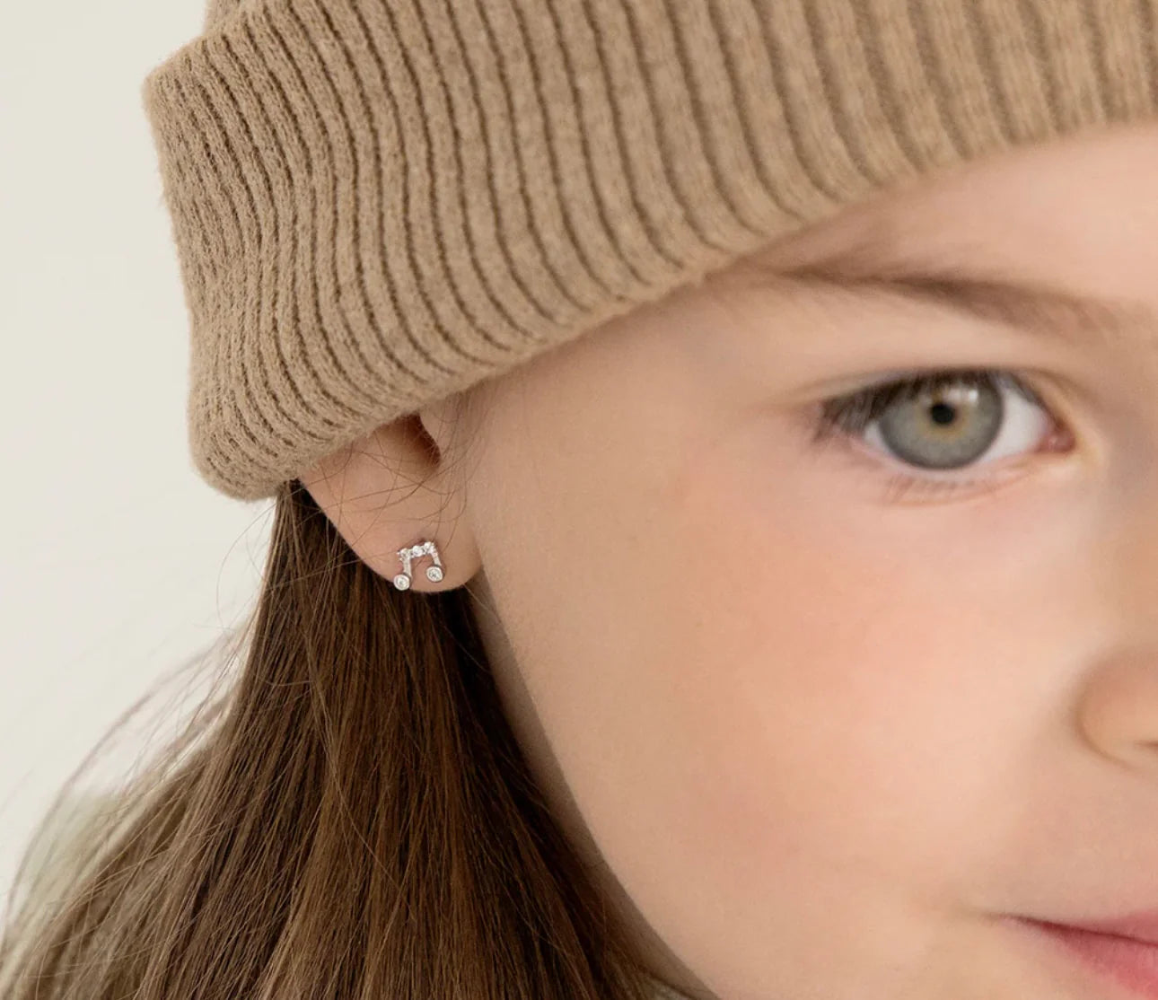 Silver Kids Stud Earrings Music Note