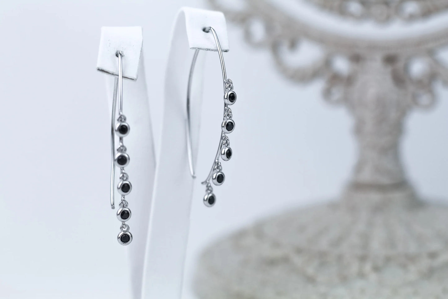 Silver Upside Down Hoop Solid Earrings