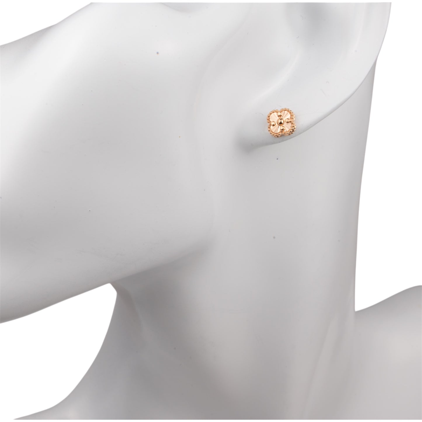 Screw in lock Stud Earrings clover Rose Gold