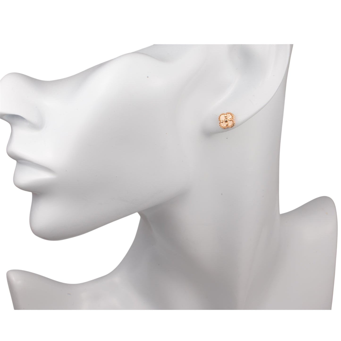 Screw in lock Stud Earrings clover Rose Gold