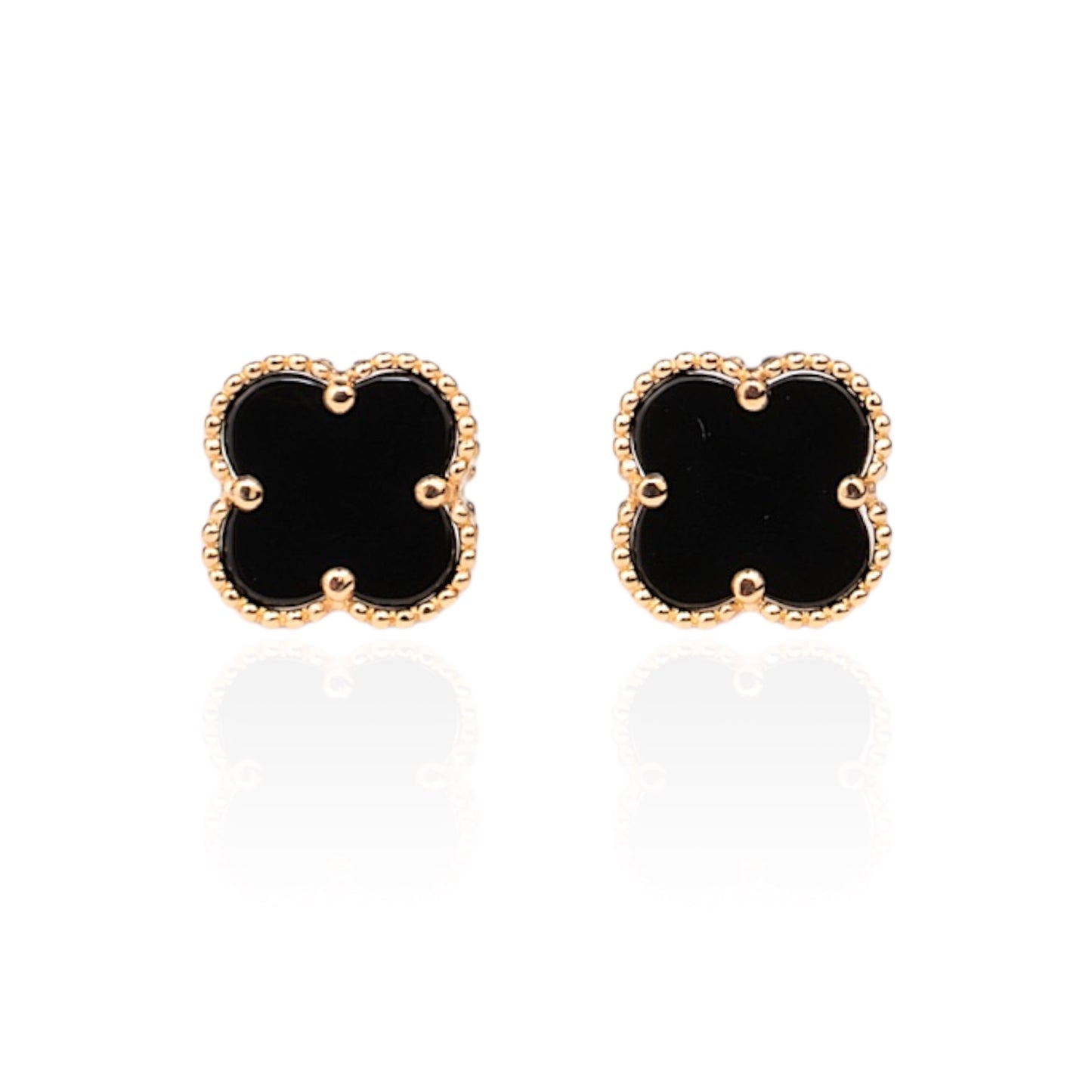 Stud Earrings Onyx clover