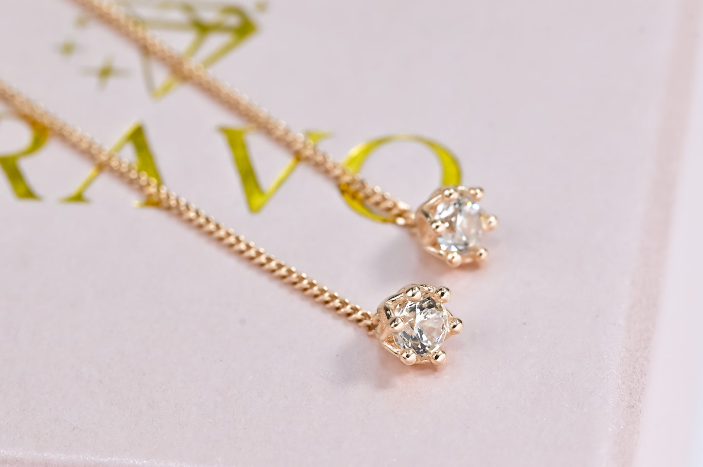 Thread Earrings with Zirconia stones