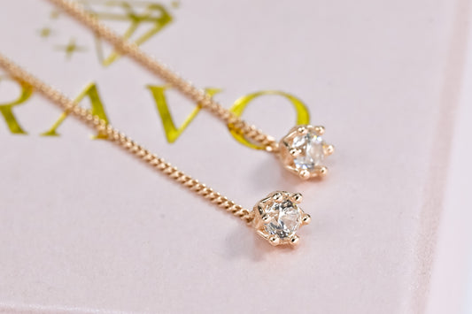 Thread Earrings with Zirconia stones