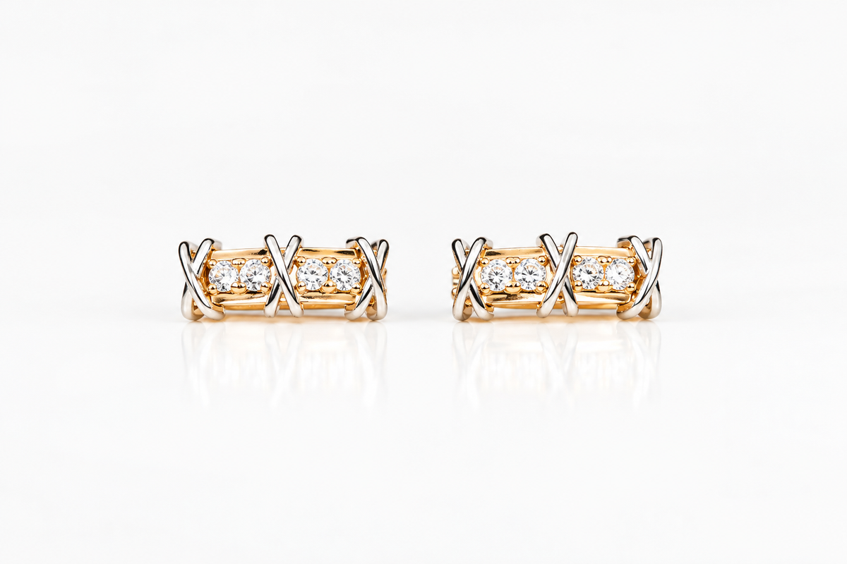Rose Gold Earrings with Zirconia stones