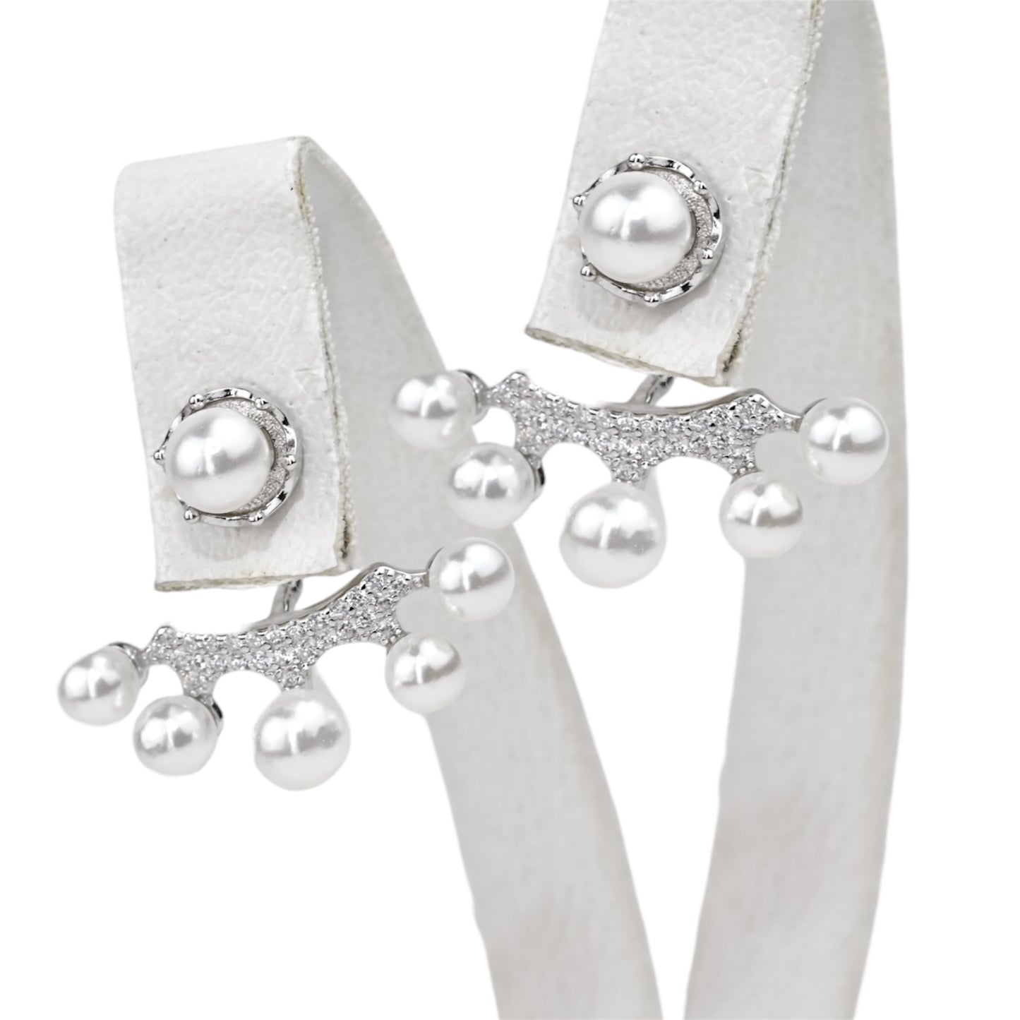 Silver Studs Transformer Earrings Pearls
