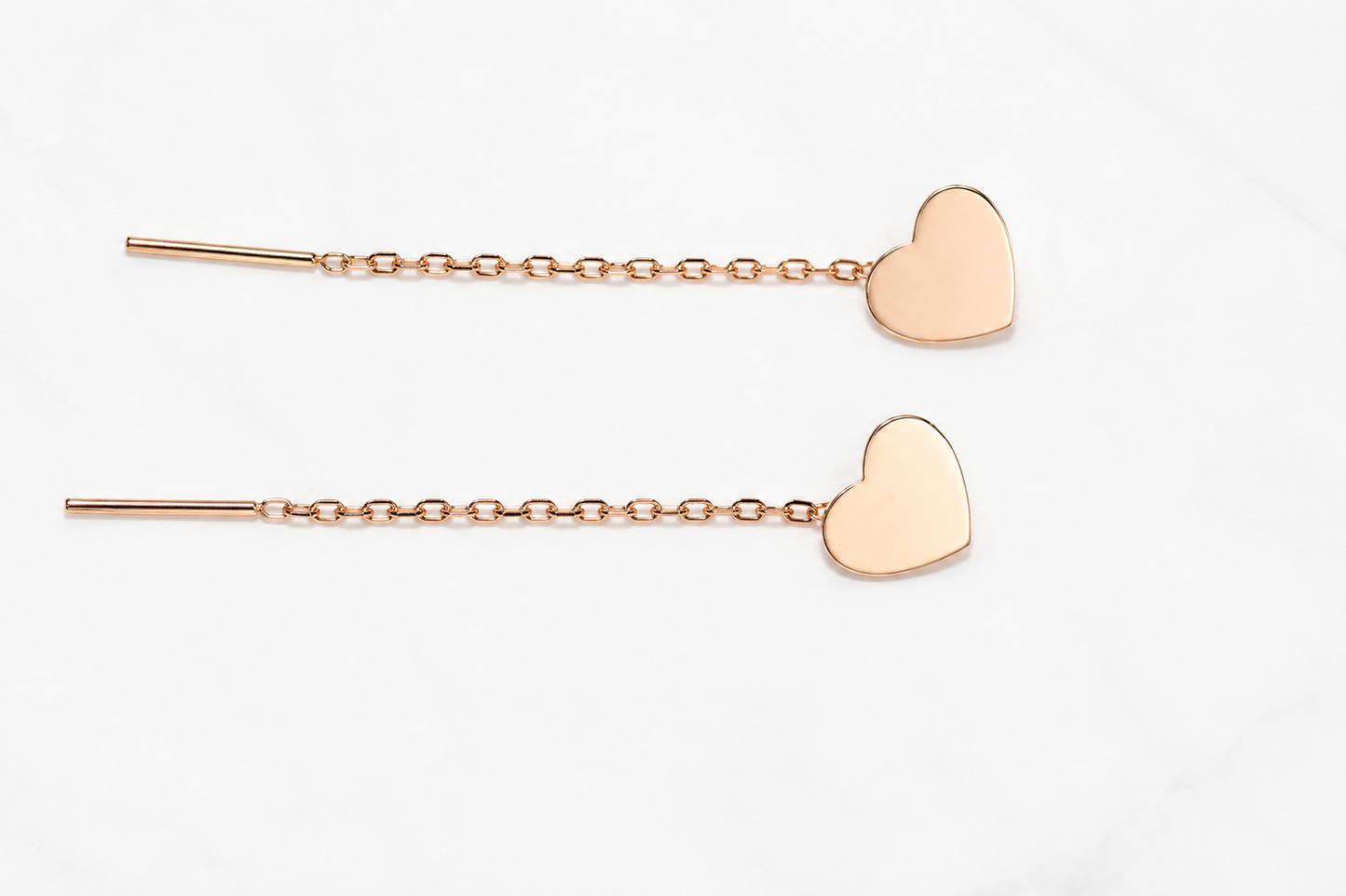 Thread Earrings Hearts Rose Gold 585(14K)
