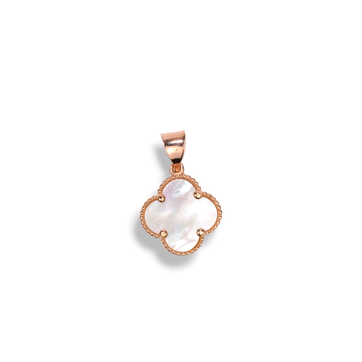 Rose Gold Pendant Mother of Pearl Clover