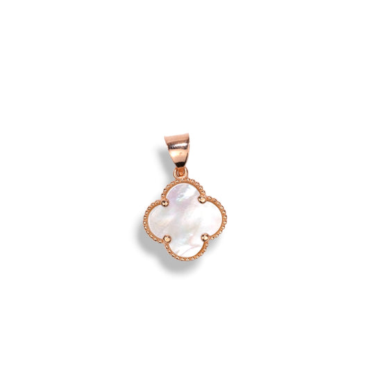 Rose Gold Pendant Mother of Pearl Clover