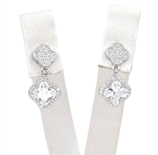 Silver Studs Earrings Flowers