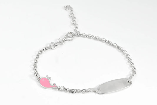 Silver Kids Bracelet Pink Dolphin