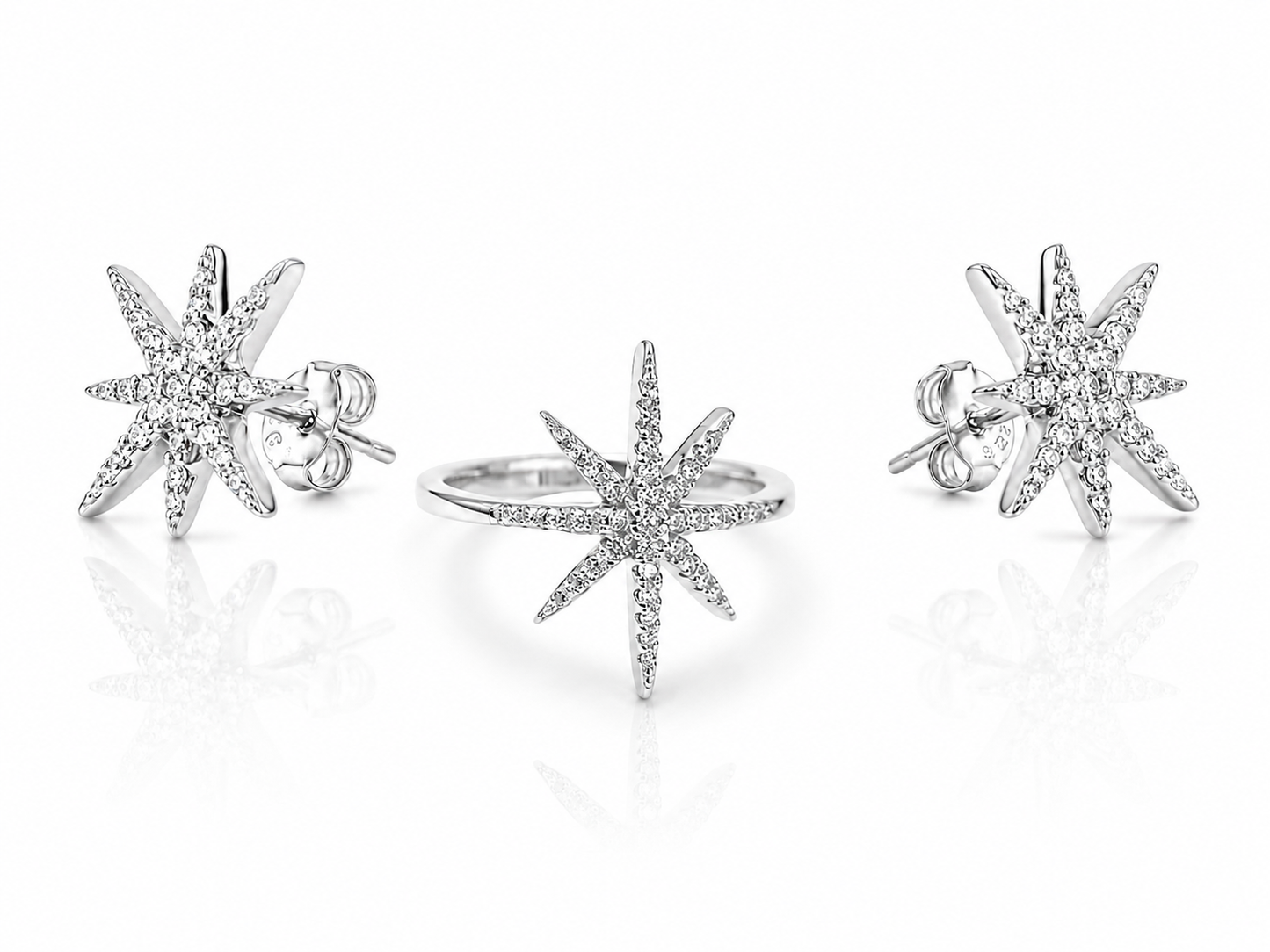 Silver Set Stars ( Stud Earrings & Ring)