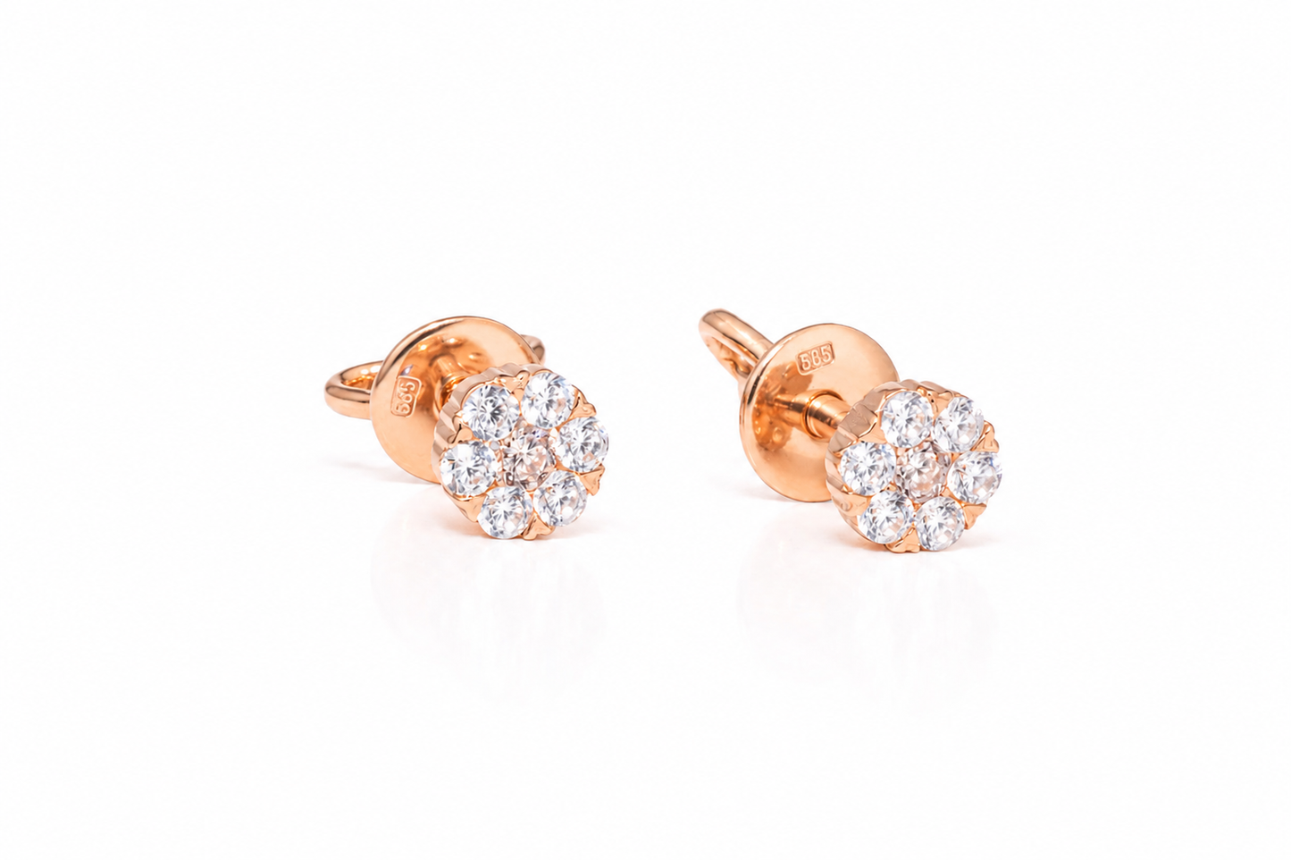 Kids Stud Earrings Flower with Zirconia stones