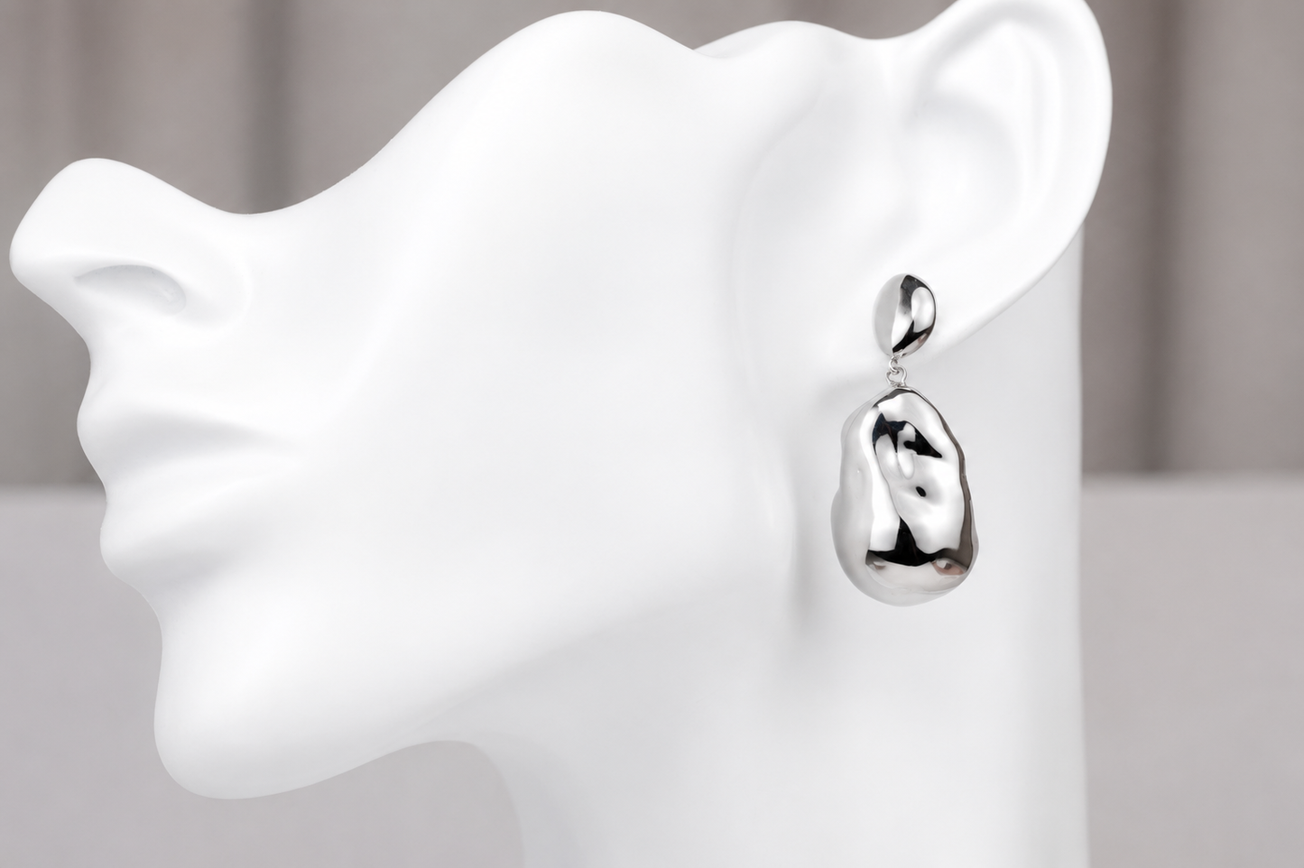 Silver Studs Earrings Abstract