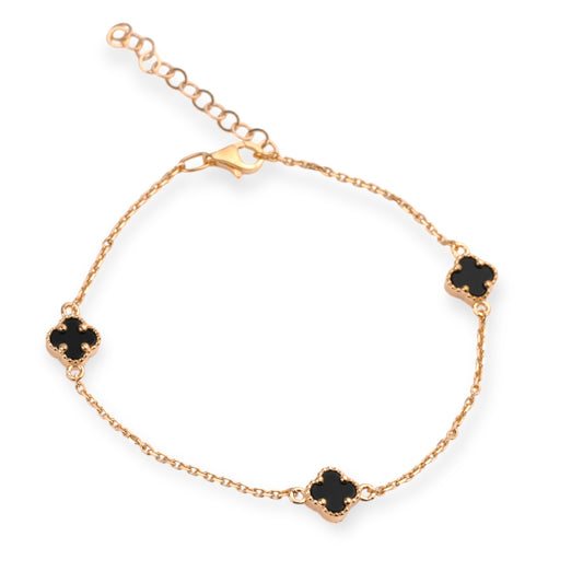 Bracelet Black Onyx clovers