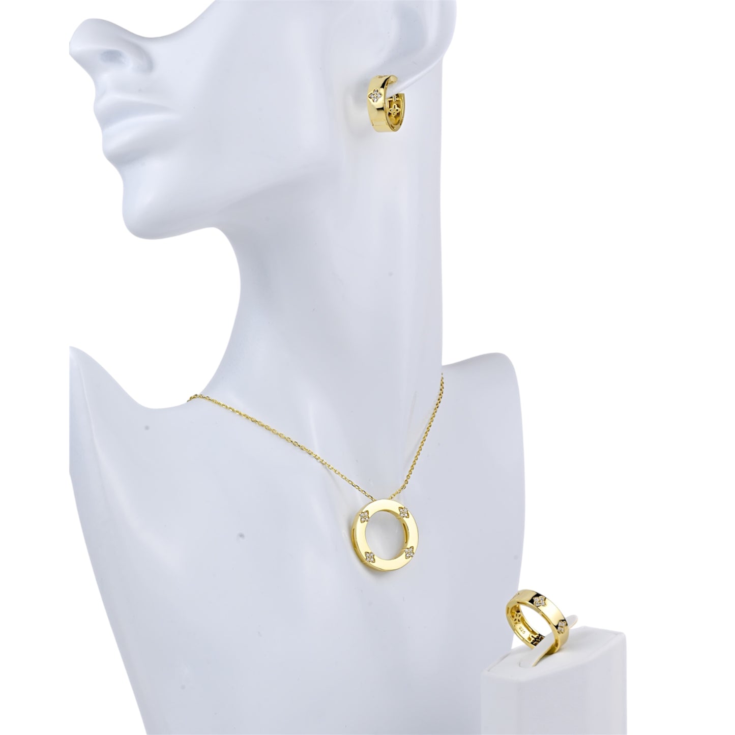 Silver 925 Gold Plated Jewelry Set