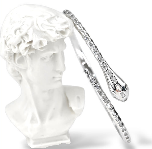 Silver Bracelet Snake with Zirconia stones