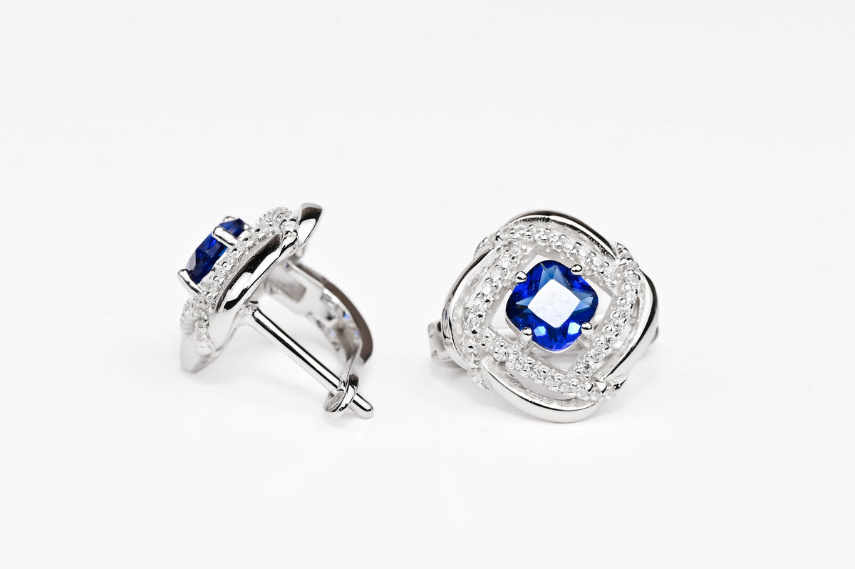 Silver Set Blue Zirconia stones