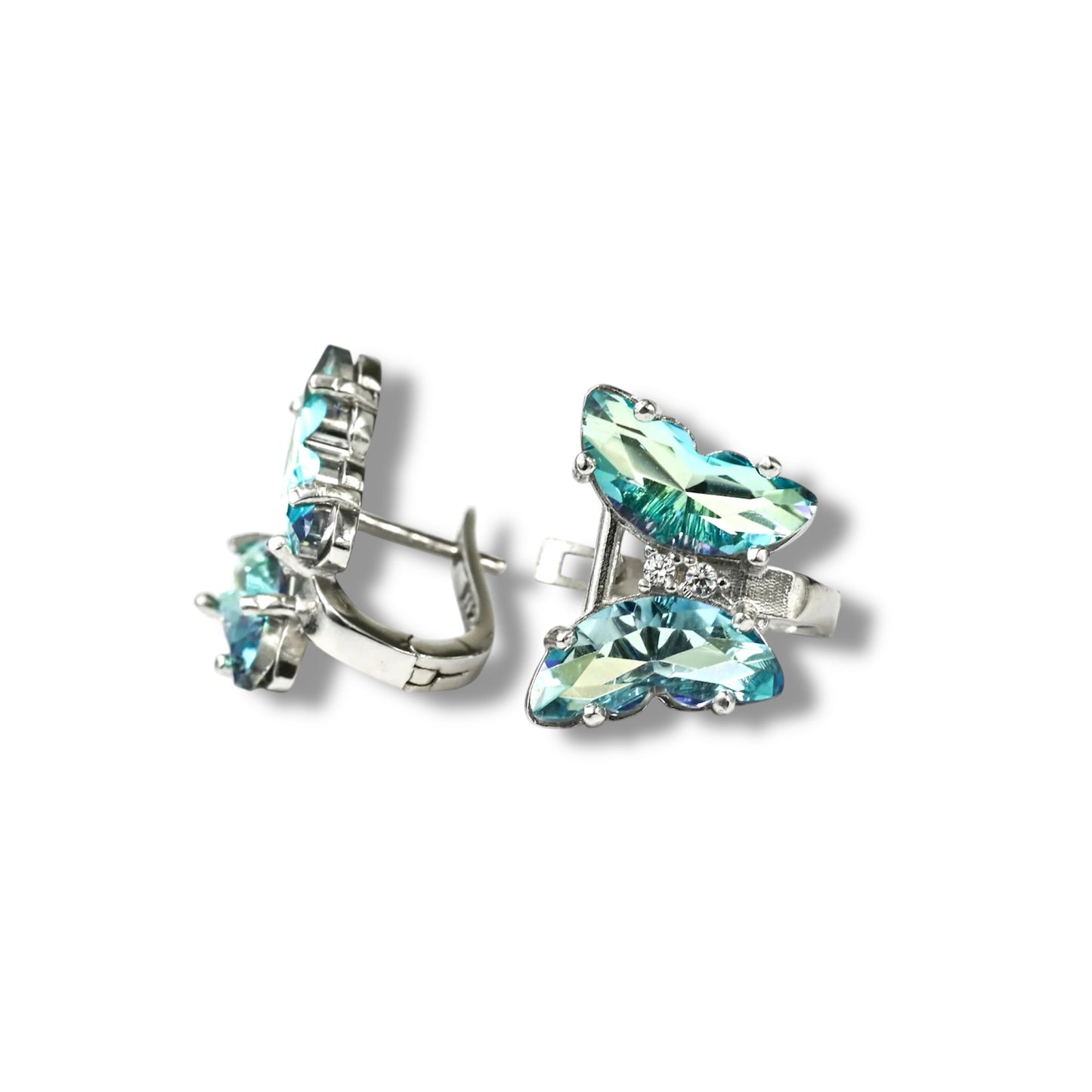 Silver Jewelry Set Butterflies