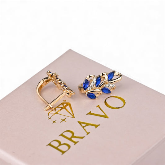 Kids Earrings Dark Blue Zirconia stones