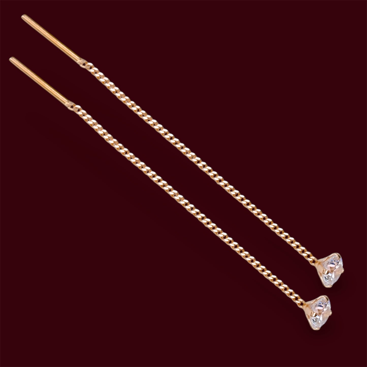 Threads Earrings with Zirconia stones