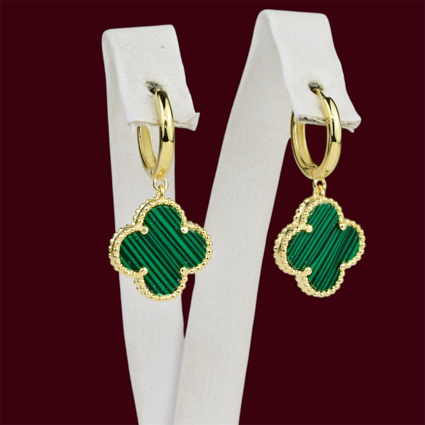 Silver 925 Gold Plated Clover Earrings