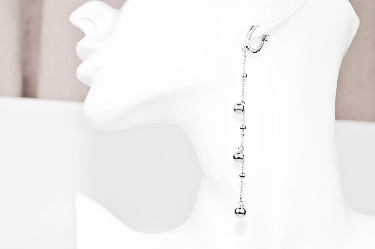 Silver Dangle Earrings Black