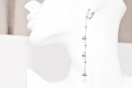 Silver Dangle Earrings Black